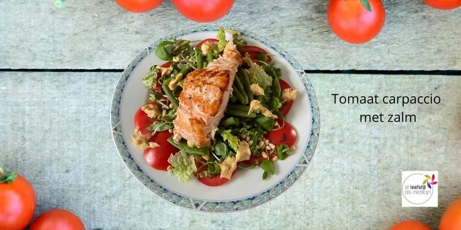 Tomaat carpaccio met zalm