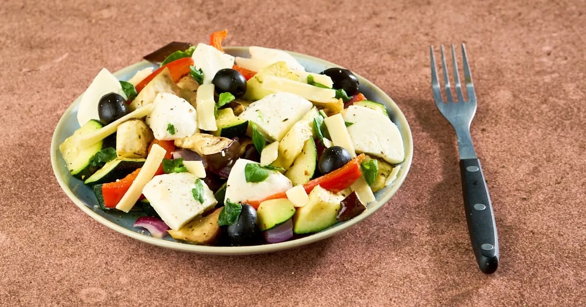 Gegrilde groenten met mozzarella en Parmezaan