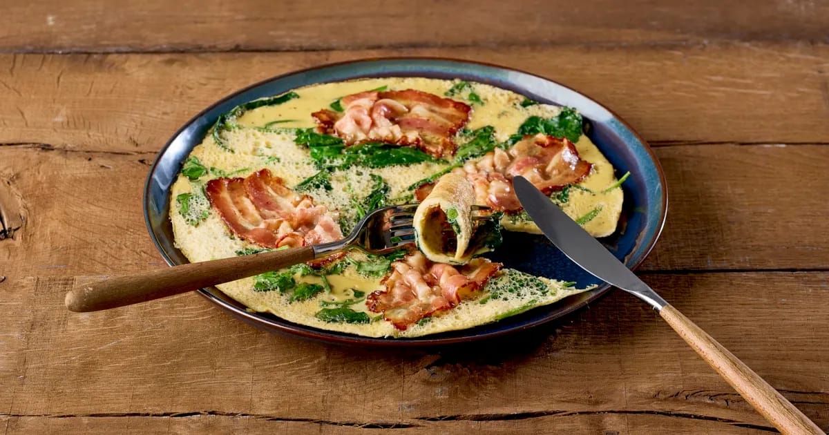 Omelet met spinazie en waterkers